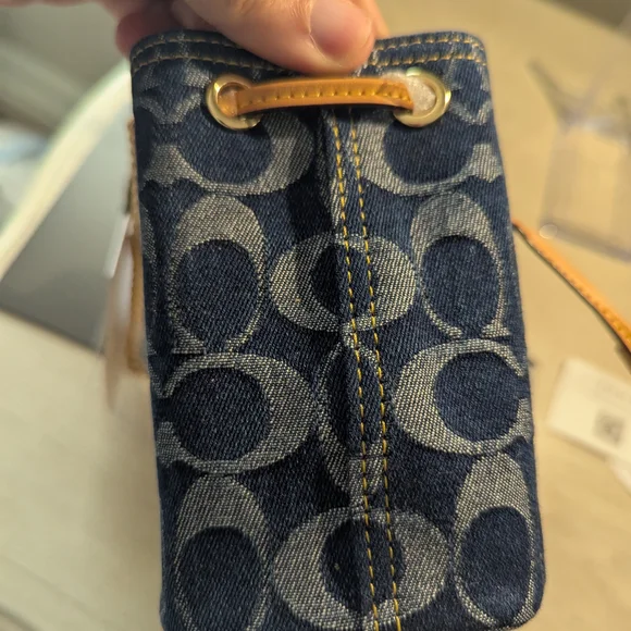 Coach Drawstring Wristlet Mini Bucket Bag in Signature Denim NWT - Picture 8 of 12